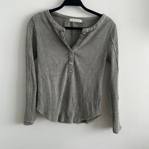 Free People Ribbed Henley Top Gray
